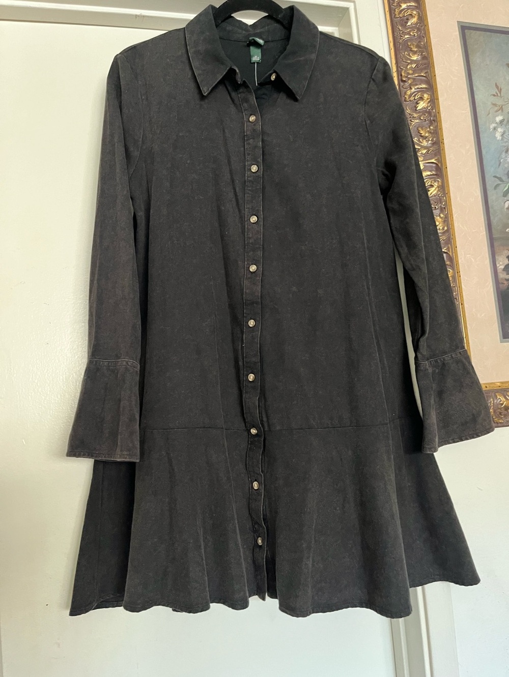 wild fable Rusty Black Button-Front Flared Tunic Top Size M NWT